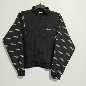 adidas Black Logo-Print Windbreaker Jacket